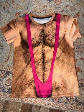 Amazon Novelty Pink Faux-Chest Graphic Tee